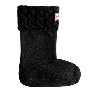 Hunter Tall Boot Socks 6 Stitch Cable Black Big Kids Sz L 1-3 Rain Boot Liner